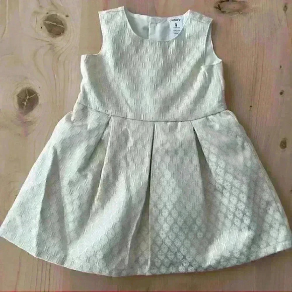 NWOT Carter’s Baby Girl Fancy Formal Dress Ivory Gold Floral 9 Months - Picture 2 of 8